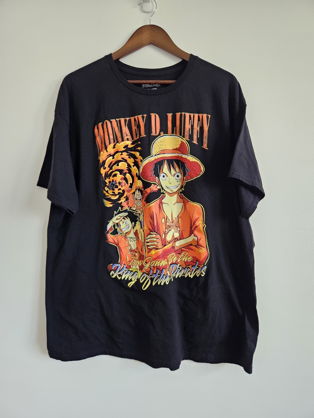 One Piece Monkey D. Luffy 2XL Black Graphic Print King Of The Pirates